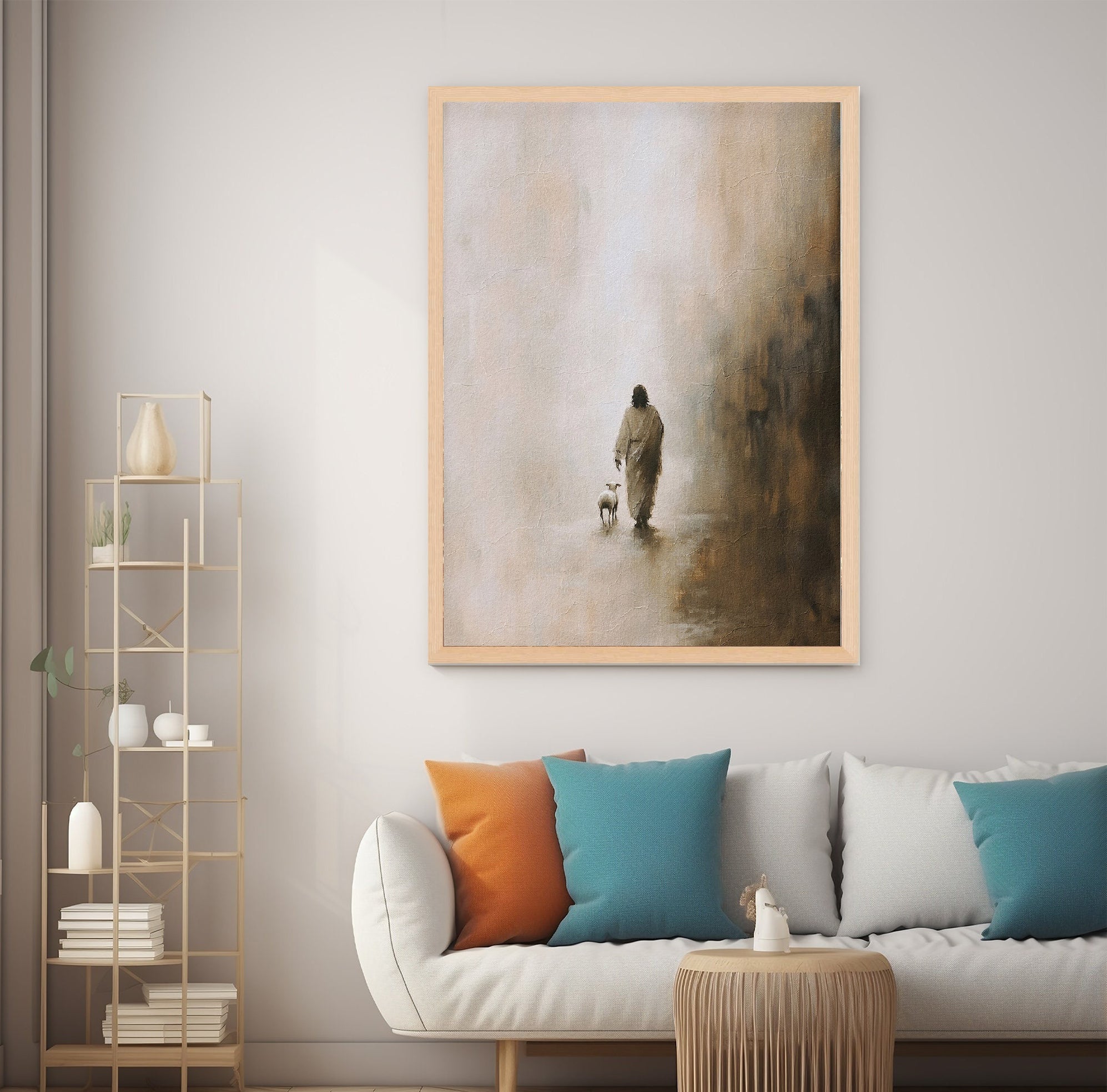 Jesus Leaves The 99 Poster, Parable of The Lost Sheep, Good Shepherd Poster, Bible Art Poster